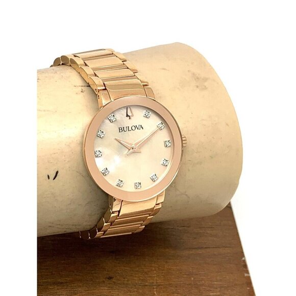 Bulova Women's Watch 97P132 Quartz Diamond Dial Rose Gold Stainless Stee… - Picture 12 of 15